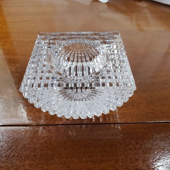 Vintage "Vide Poche" French Cut Crystal Trinket Dish Candle Holder Tea Light 4" - Picture 14 of 14